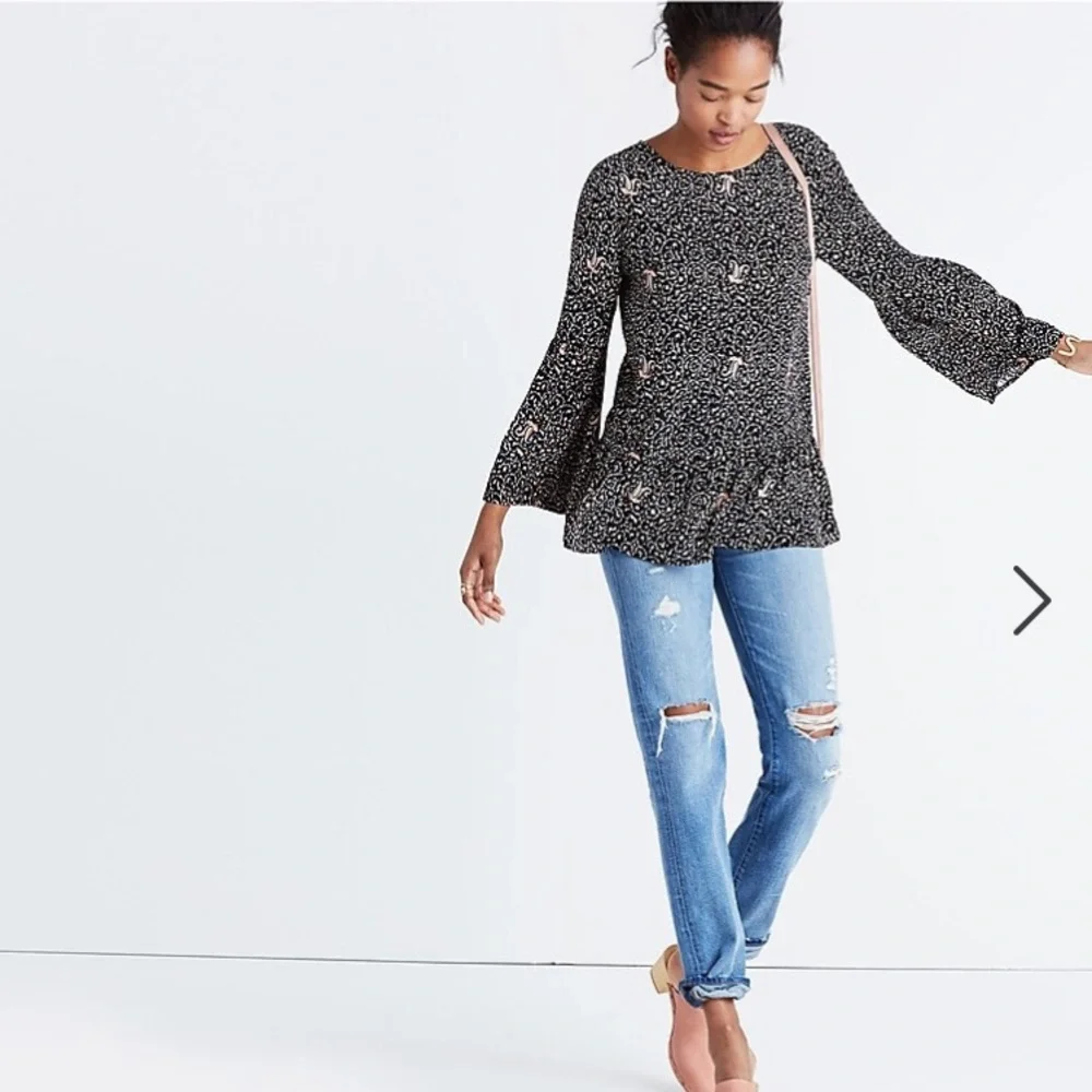 Madewell Silk Fiesta Paisley Bell-Sleeve Top - Picture 1 of 7